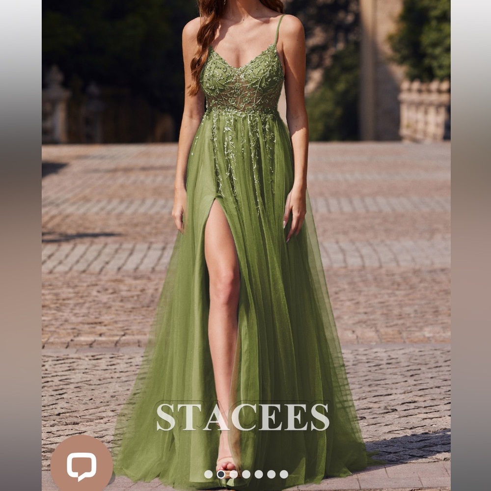 A-line V Neck Sweep Train Tulle Prom Dress with Beading Sequins Split